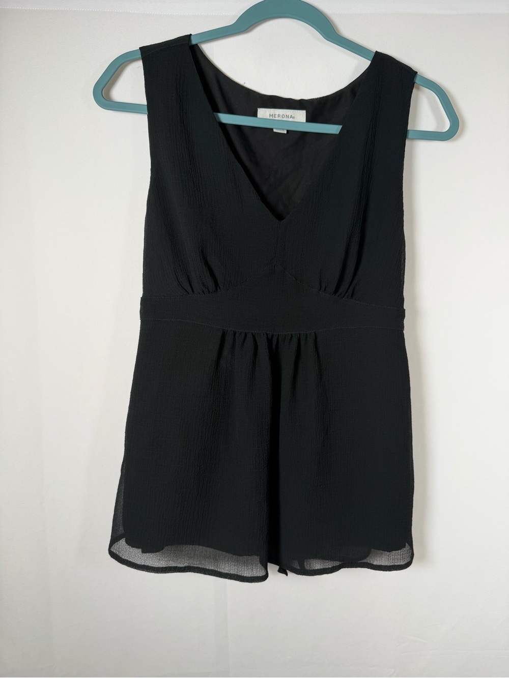 Whimsigoth Fairygrunge Black Sleeveless V-Neck Babydoll Chiffon Tie Back Top